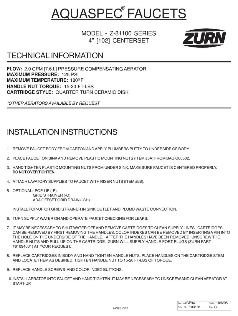 ZURN AQUASPEC Z-81100 SERIES User manual