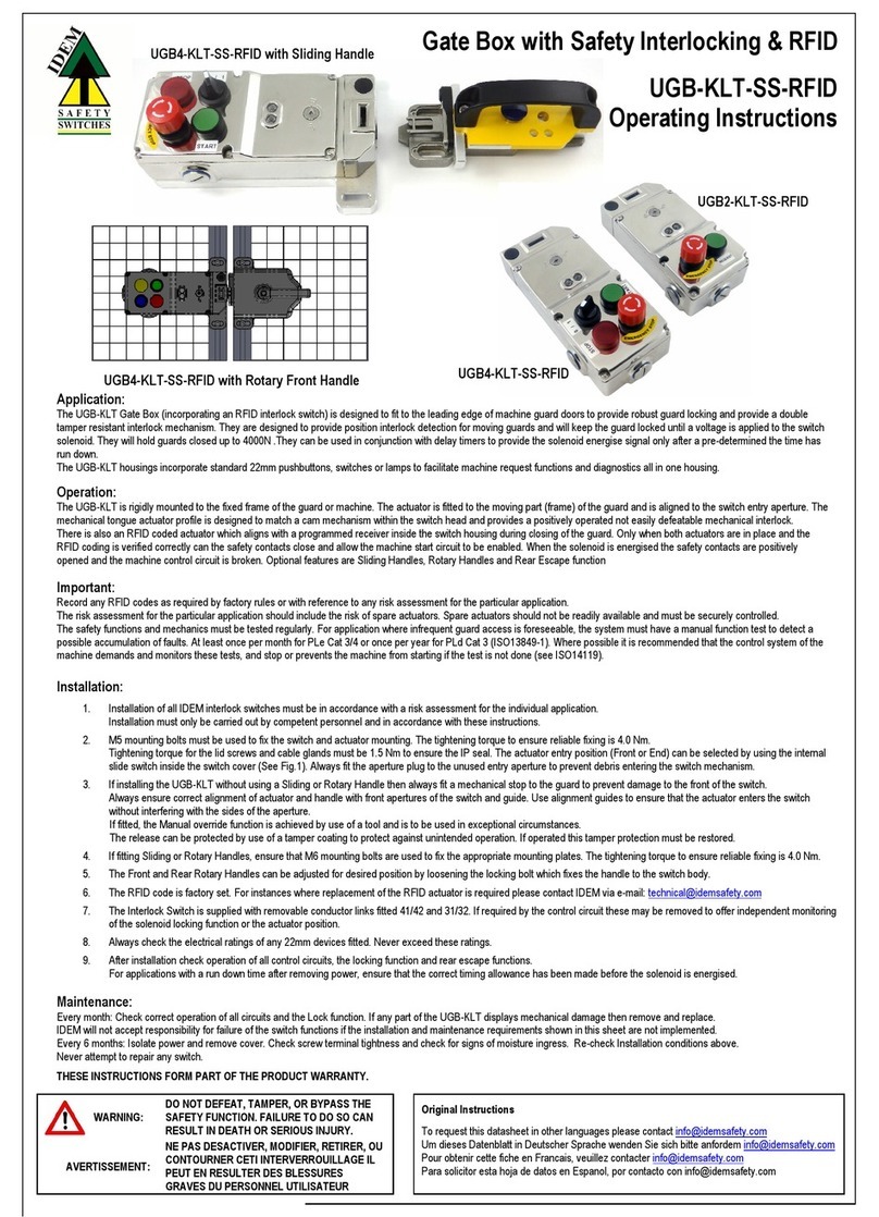 IDEM SAFETY SWITCHES UGB2-KLT-SS-RFID operating instructions