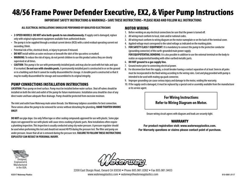 Waterway 48 Frame Power Defender Executive Instructions for use Waterway 48 Frame Power Defender Executive Instructions for use