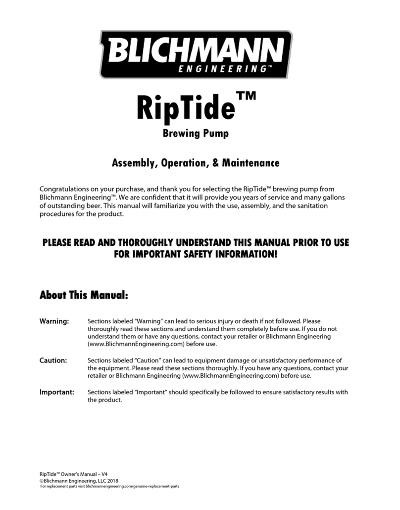 Blichmann RipTide Assembly operation maintenance