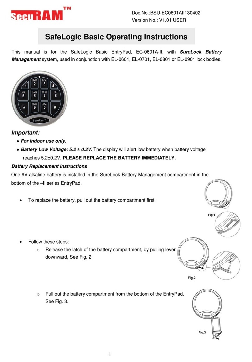 Securam SafeLogic Basic EntryPad User manual