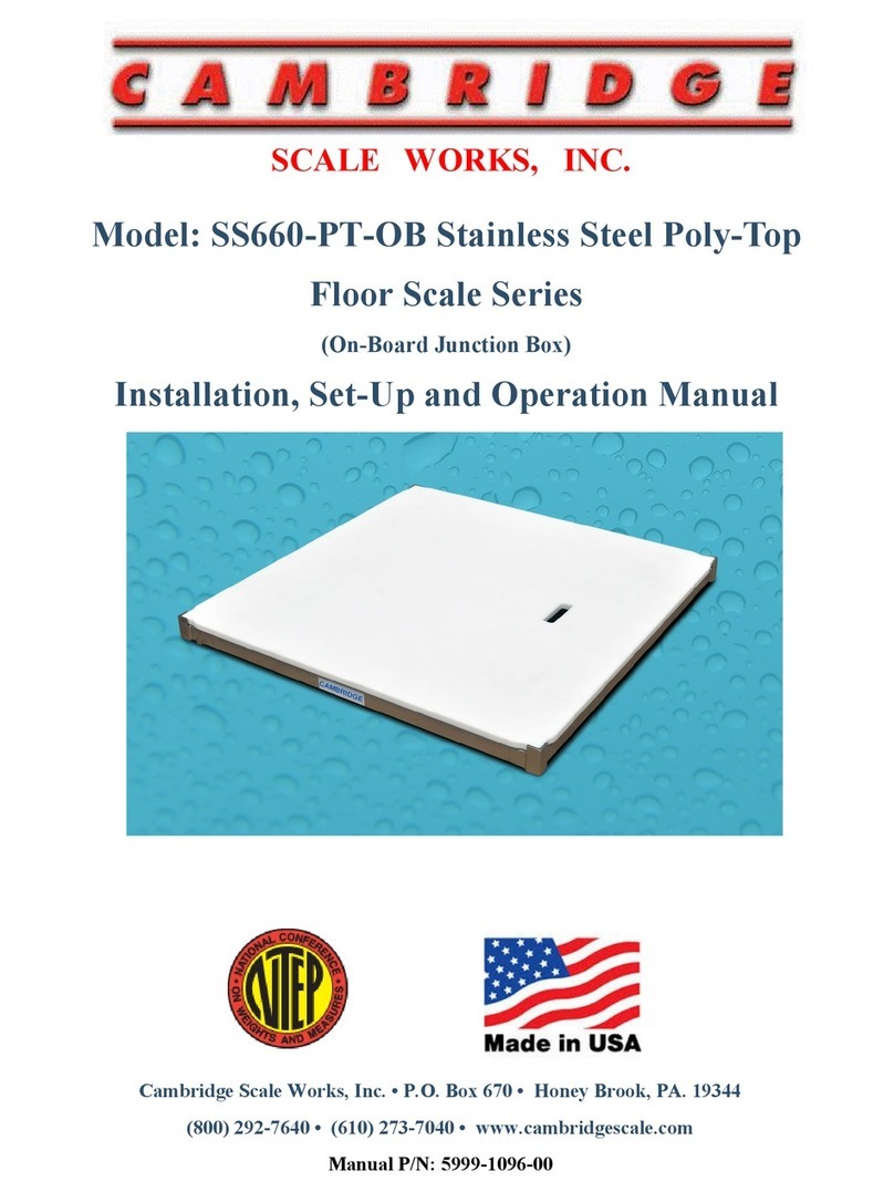 Cambridge Scale Works, Inc. SS660-PT-OB Installation, Set-Up and Operation Manual Cambridge Scale Works, Inc. SS660-PT-OB Installation, Set-Up and Operation Manual