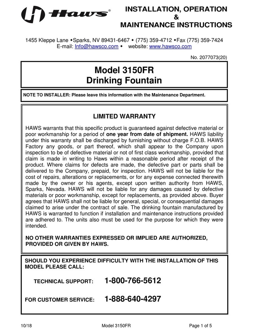 Haws 3150FR Installation, operation & maintenance instructions Haws 3150FR Installation, operation & maintenance instructions
