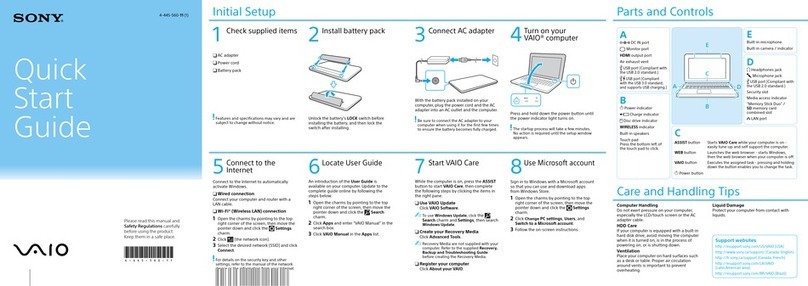 Sony VAIO E Series SVE111 quick start guide