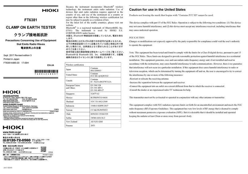 Hioki FT6381 User manual Hioki FT6381 User manual