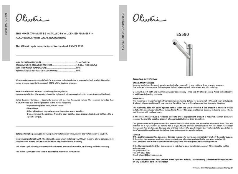 Oliveri ES590 installation instructions