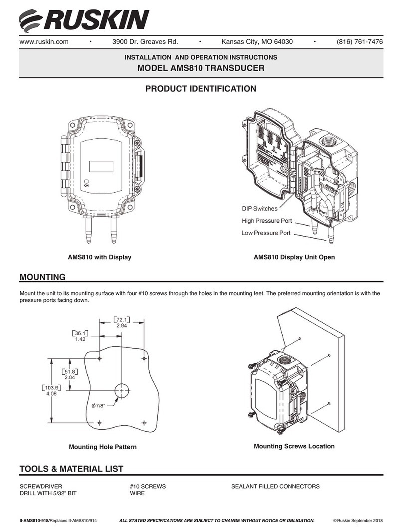 Ruskin AMS810 Installation and operation instructions