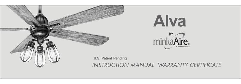 Minka-Aire Alva F852L Instruction manual warranty certificate