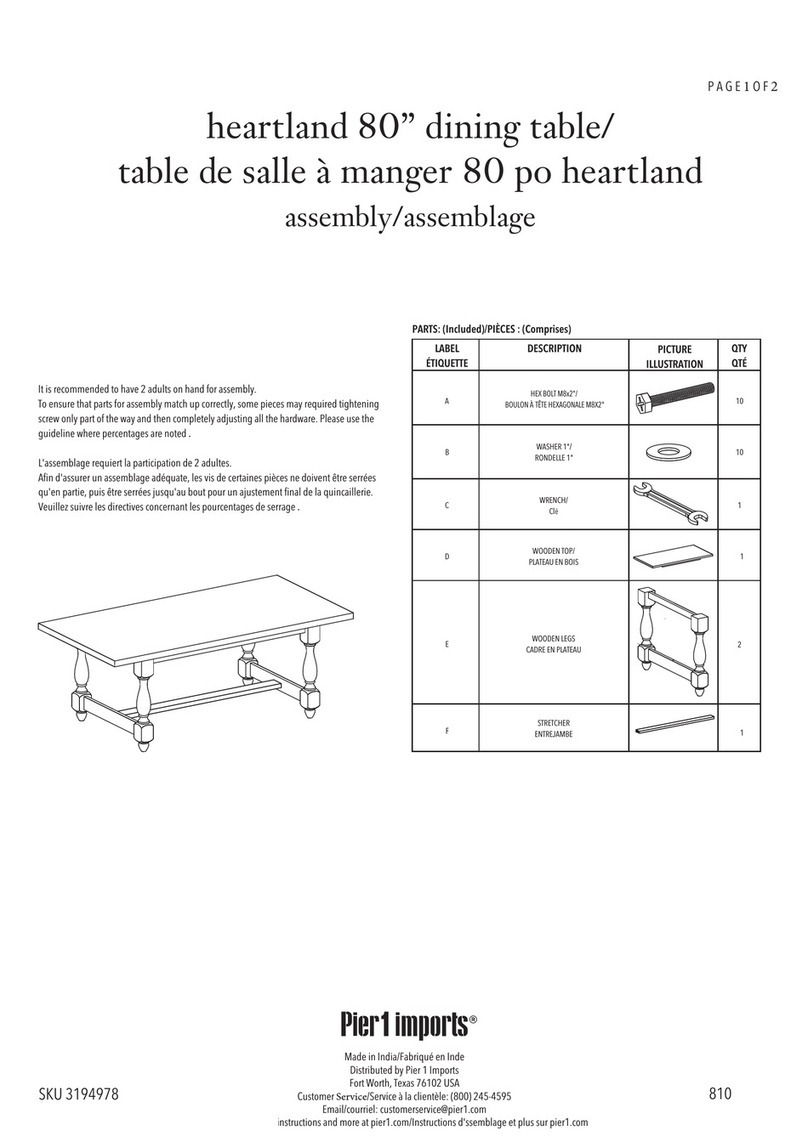 Pier 1 Imports Heartland 80” dining table User manual