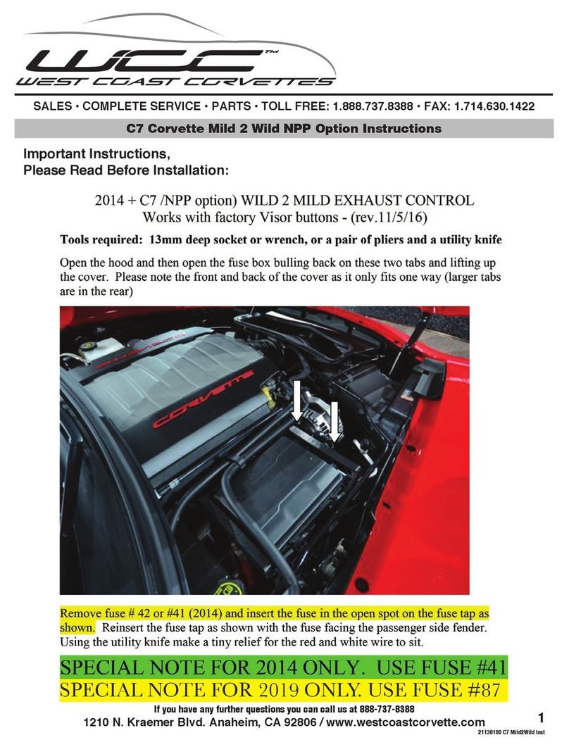 West Coast Corvettes C7 Corvette Mild 2 Wild NPP Option User manual