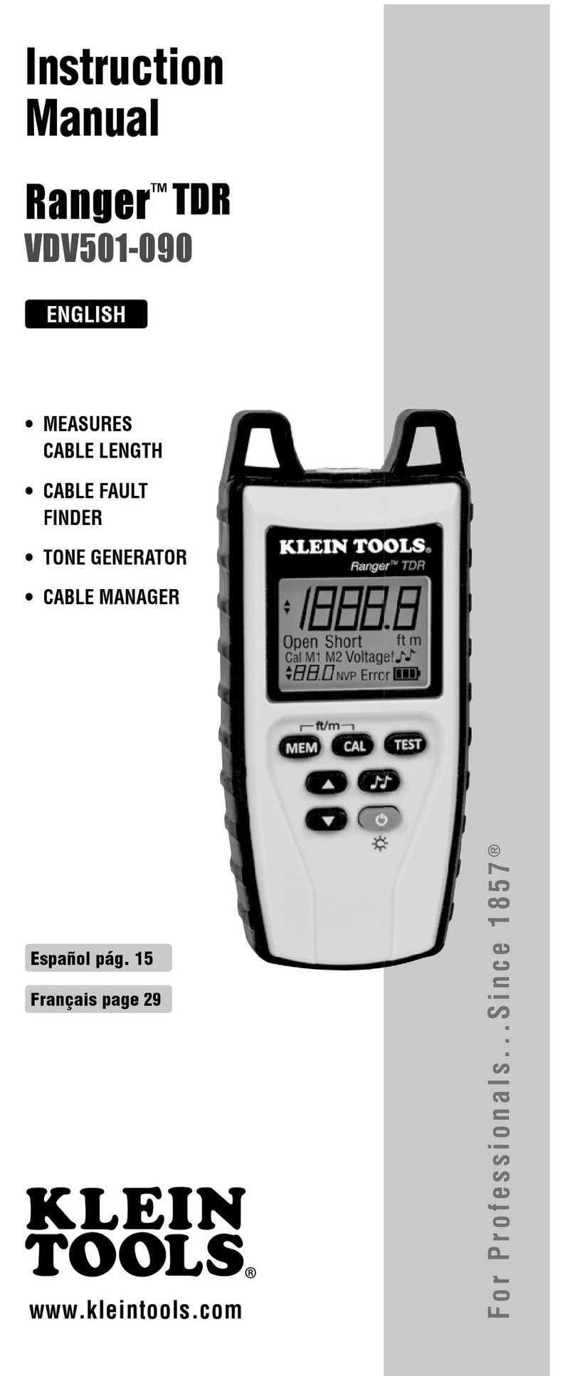 Klein Tools Ranger TDR VDV501-090 instruction manual