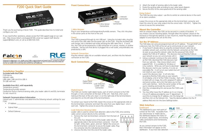 RLE Technologies Falcon F200 Quick start guides