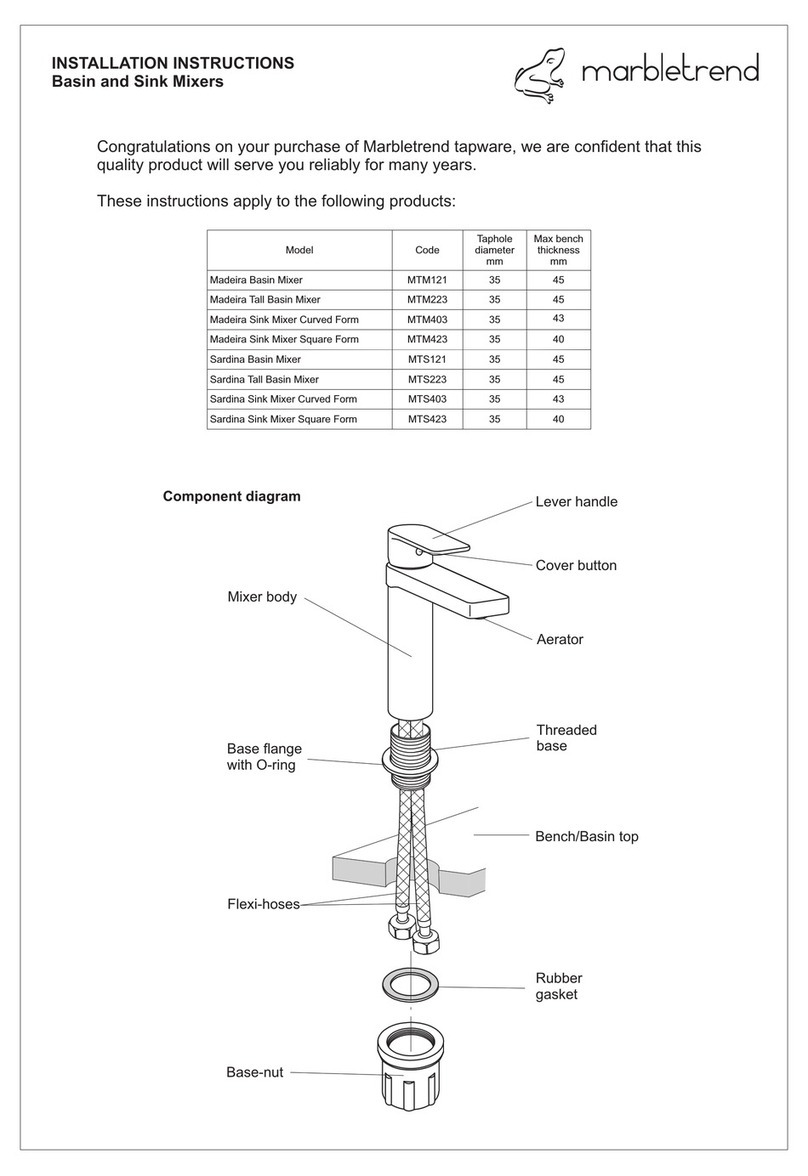 Marbletrend Madeira Basin Mixer installation instructions Marbletrend Madeira Basin Mixer installation instructions