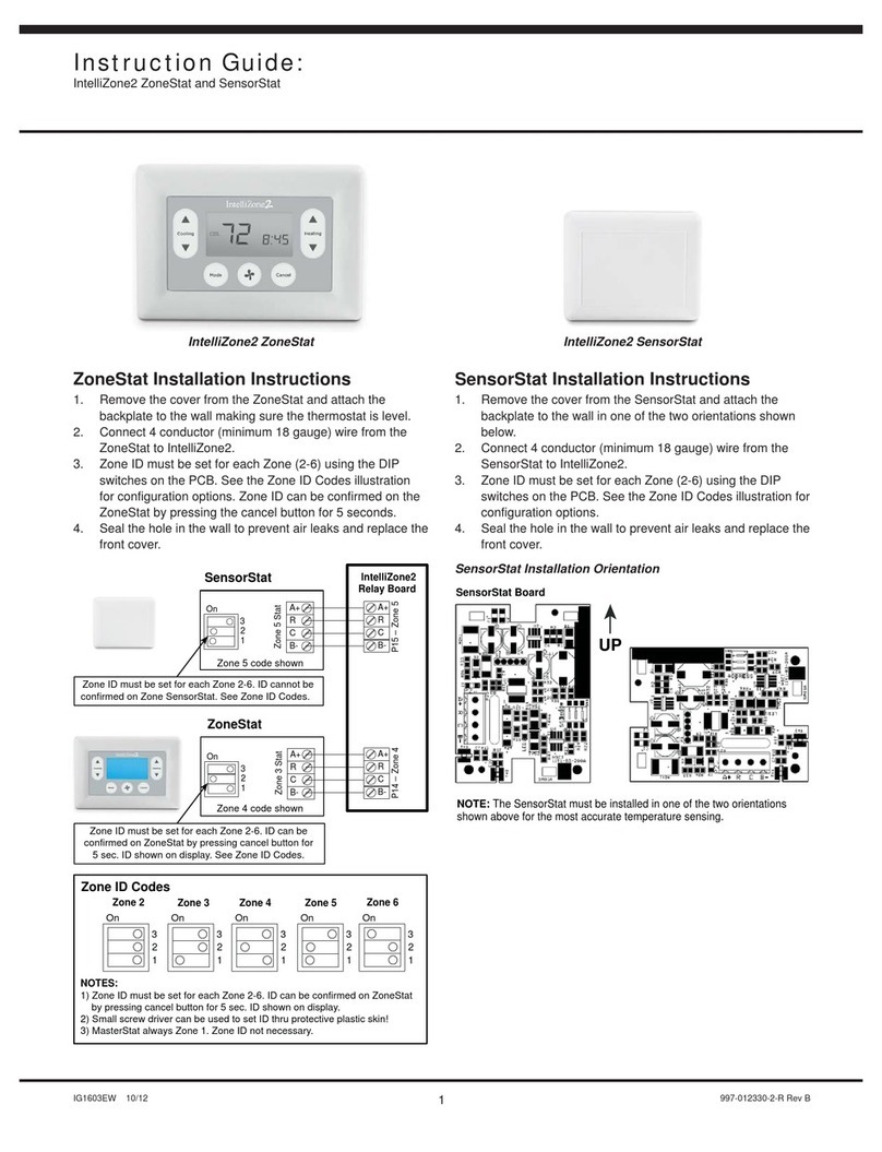 Water Furnace IntelliZone2 ZoneStat Instruction guide