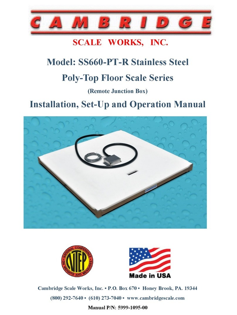 Cambridge Scale Works, Inc. SS660-PT-R Installation, Set-Up and Operation Manual Cambridge Scale Works, Inc. SS660-PT-R Installation, Set-Up and Operation Manual