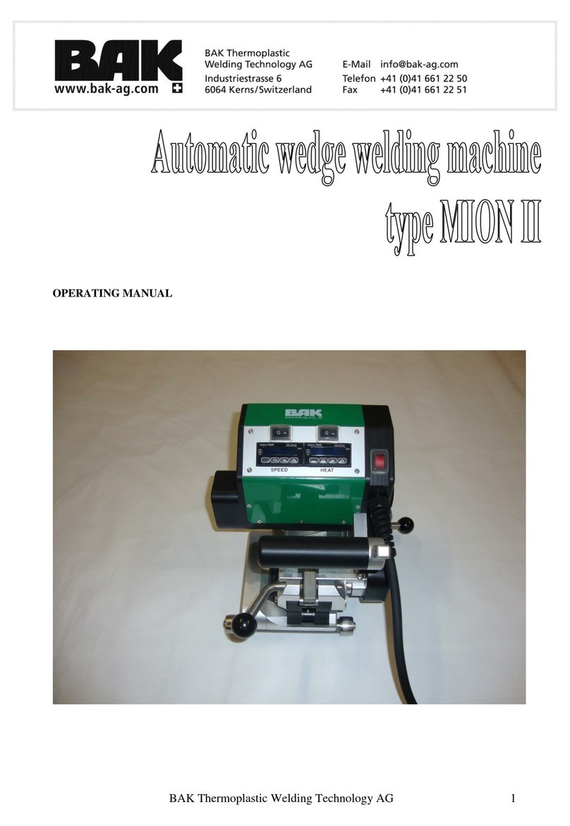 BAK Thermoplastic Welding Technology MION II User manual