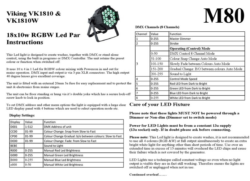 Viking Stage Lighting VK1810 instructions