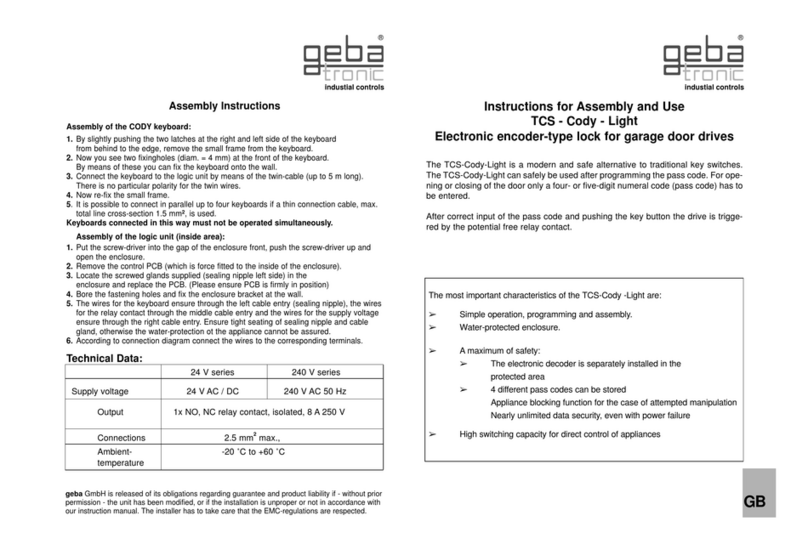 gebatronic TCS-Cody-Light Assembly instructions