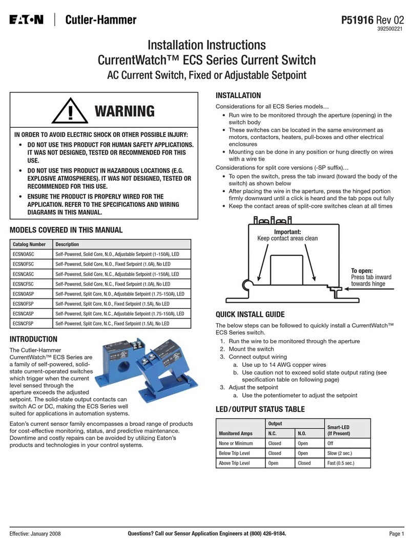 Eaton CurrentWatch ECS Series installation instructions