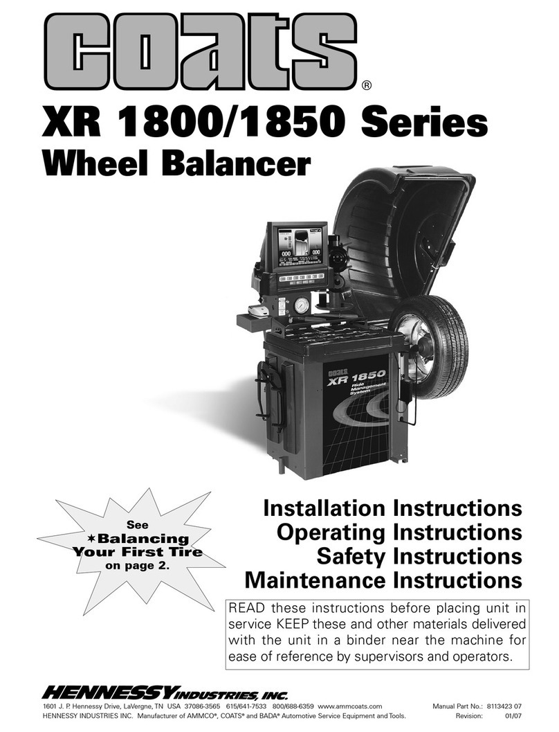 HENNESSY INDUSTRIES Coats XR 1850 Series instructions