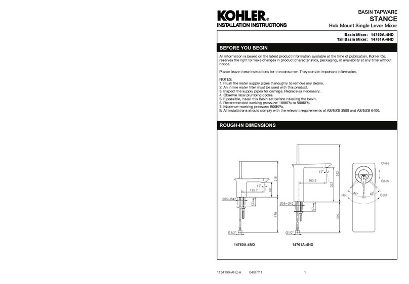 Kohler STANCE 14760A-4ND User manual