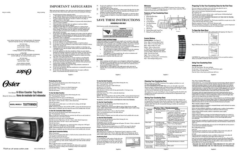 Oster TSSTTVMNDG User manual