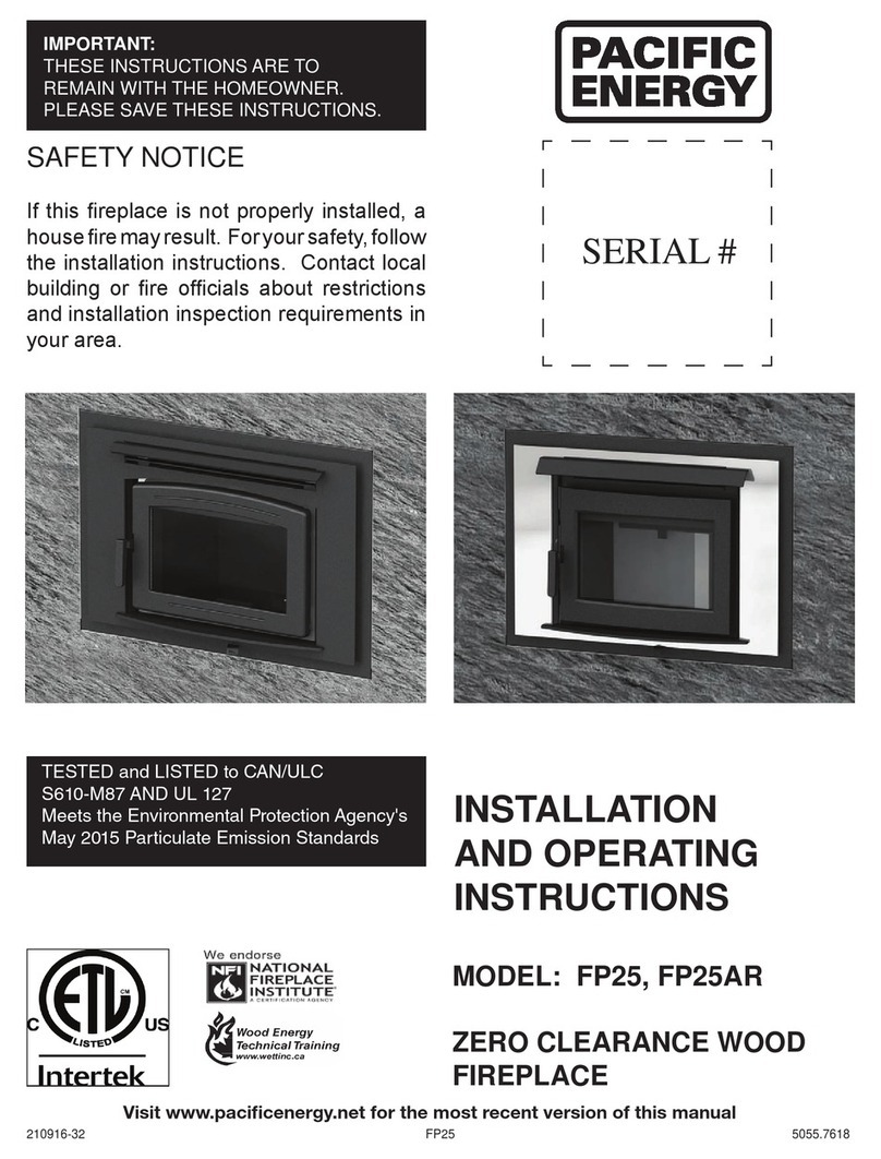 Pacific energy FP25AR Installation and operating instructions