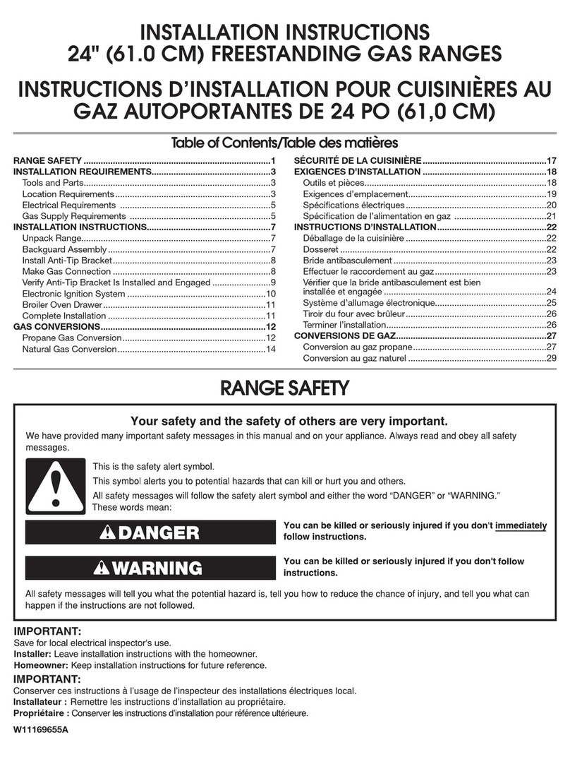 Whirlpool WFG500M4H installation instructions