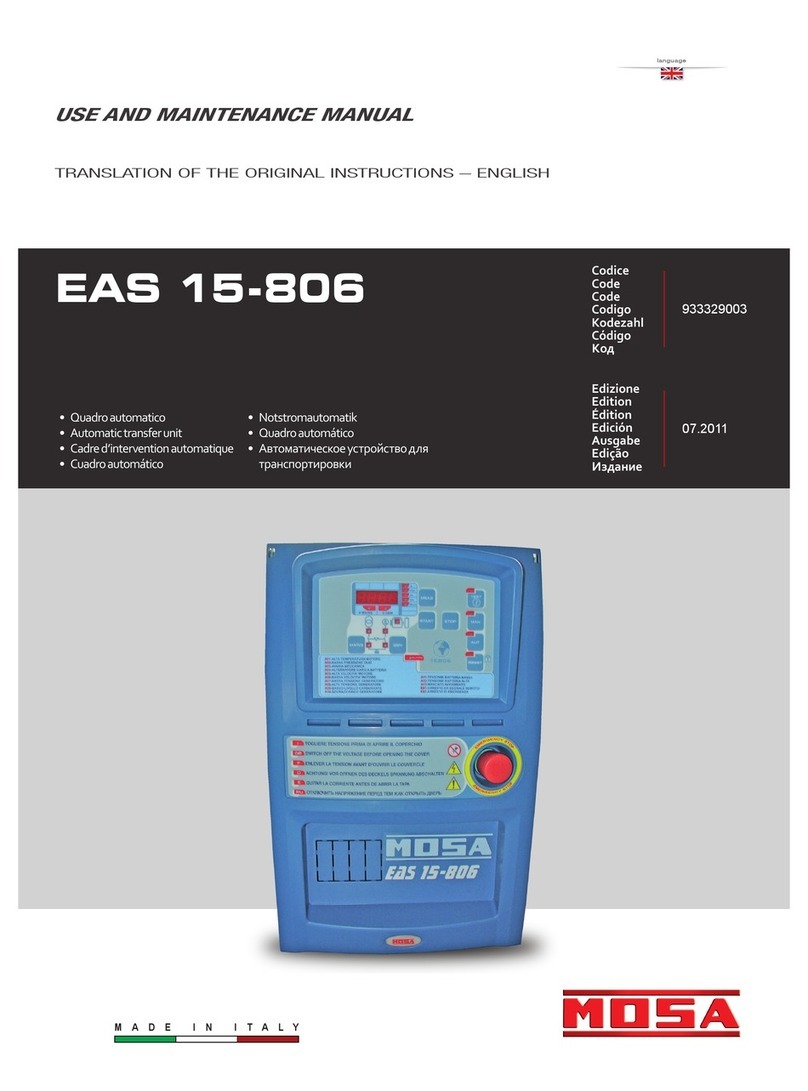 Mosa EAS 15-806 Use and maintenance manual