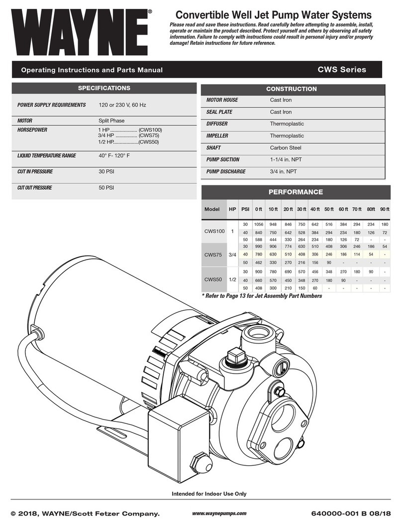 Wayne CWS Series Operating instructions and parts manual Wayne CWS Series Operating instructions and parts manual