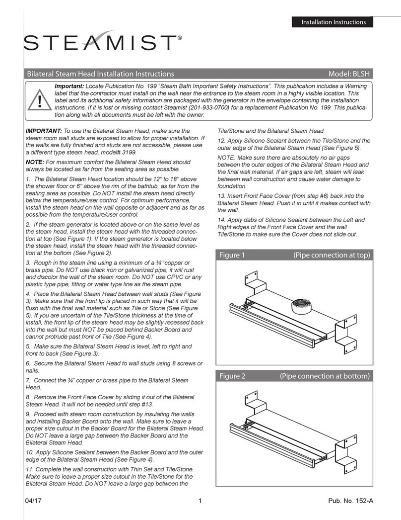 Steamist BLSH Installation instructions manual