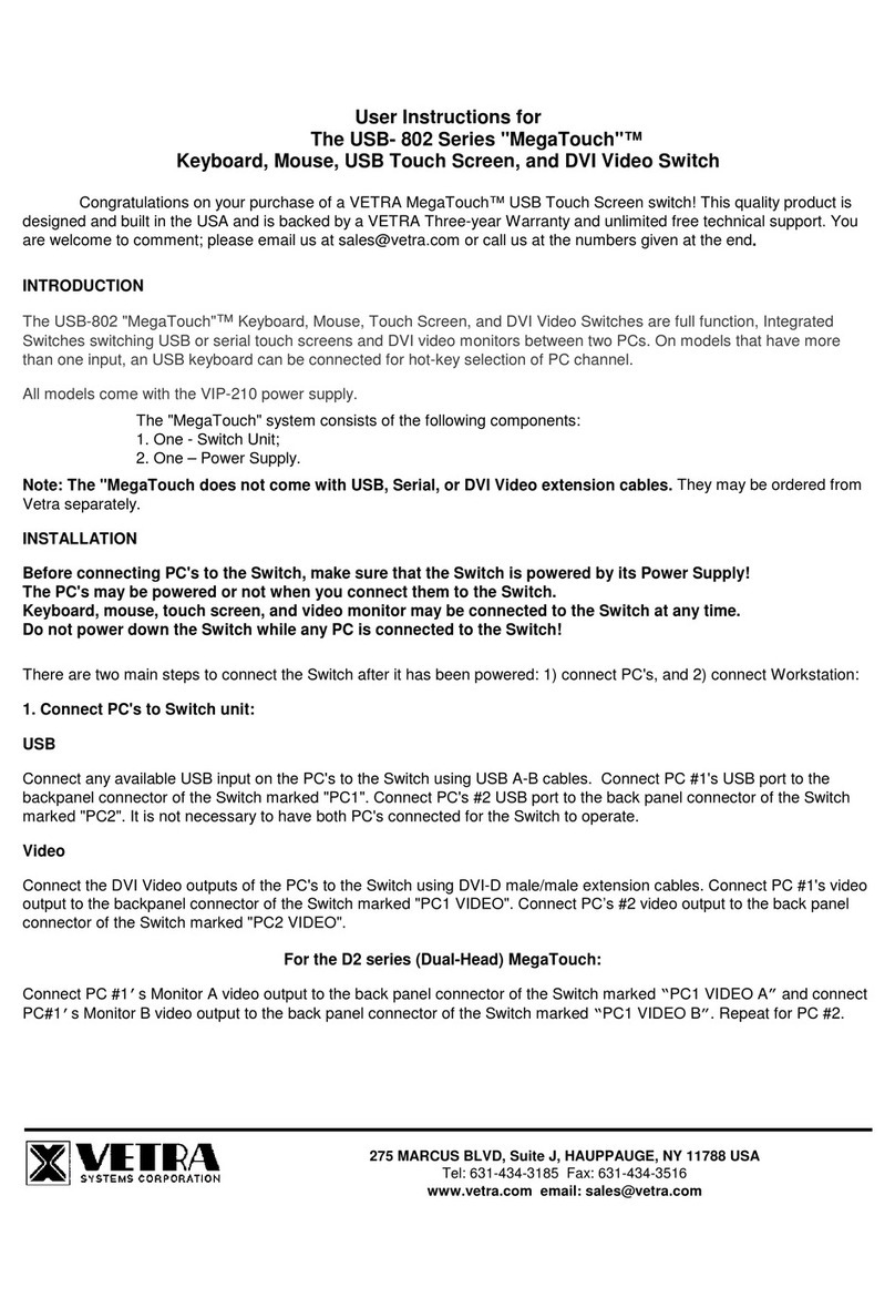 Vetra MegaTouch USB-802 Series User manual