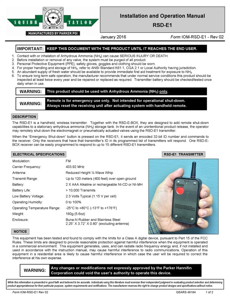 Squibb-Taylor RSD-E1 Installation and operation manual