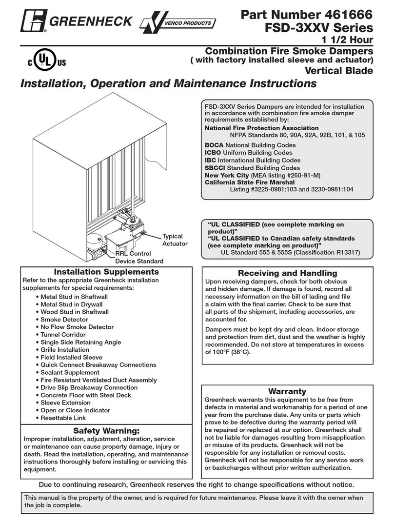 Greenheck FSD-3XXV Series Installation and operating instructions