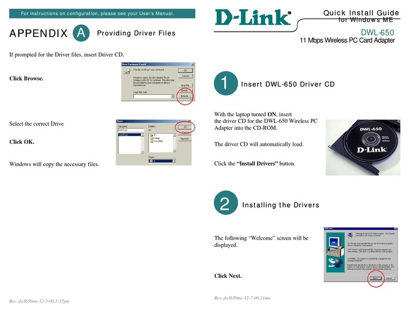 D-Link PCMCIA WIRELESS ASAPTER DWL-650 User manual