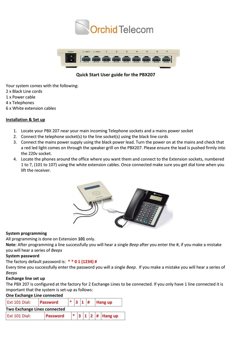 Orchid Telecom PBX207 Quick start user guide