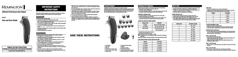 Remington HC9700 Use and care guide