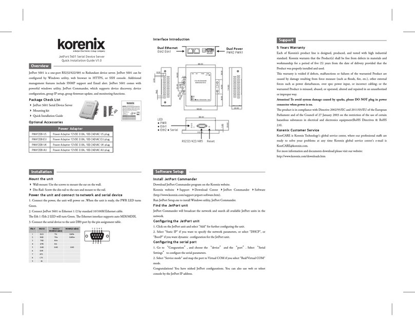 Korenix JetPort 5601 Quick installation guide