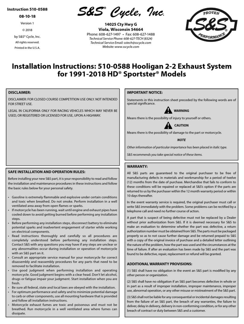 S&S Cycle Hooligan 2-2 installation instructions S&S Cycle Hooligan 2-2 installation instructions