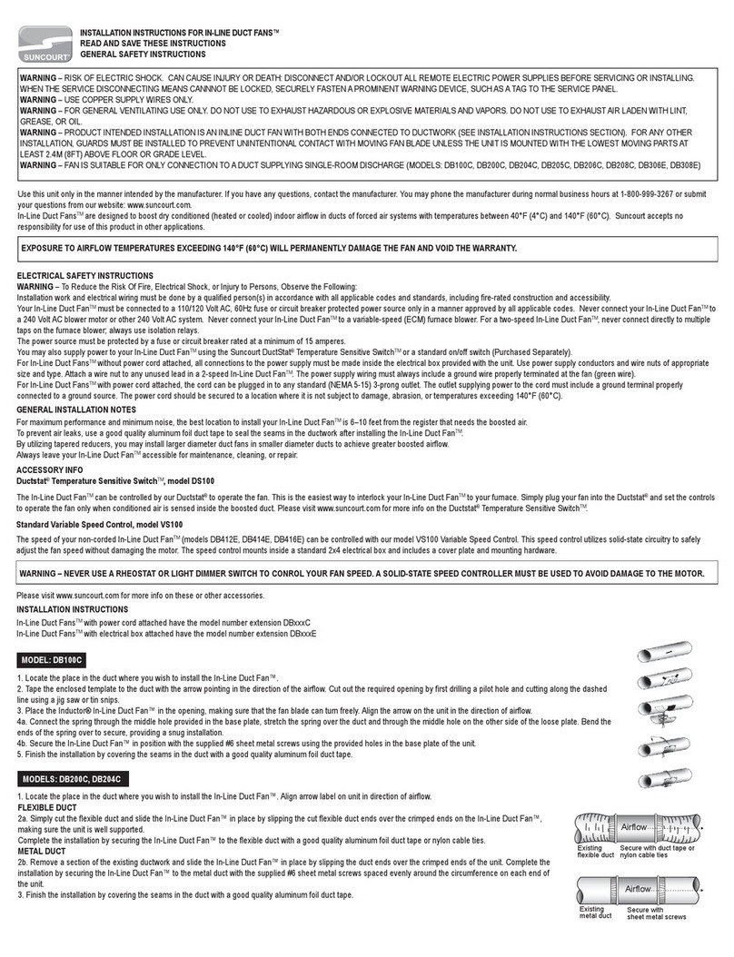 Suncourt DB100C installation instructions Suncourt DB100C installation instructions