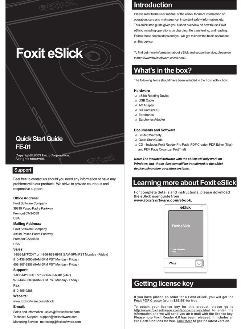 Foxit eSlick FE-01 quick start guide