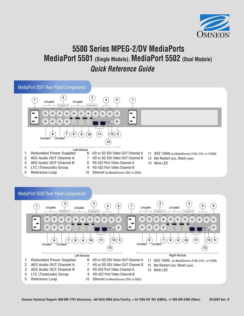 Omneon MediaPort 5501 Quick reference guide