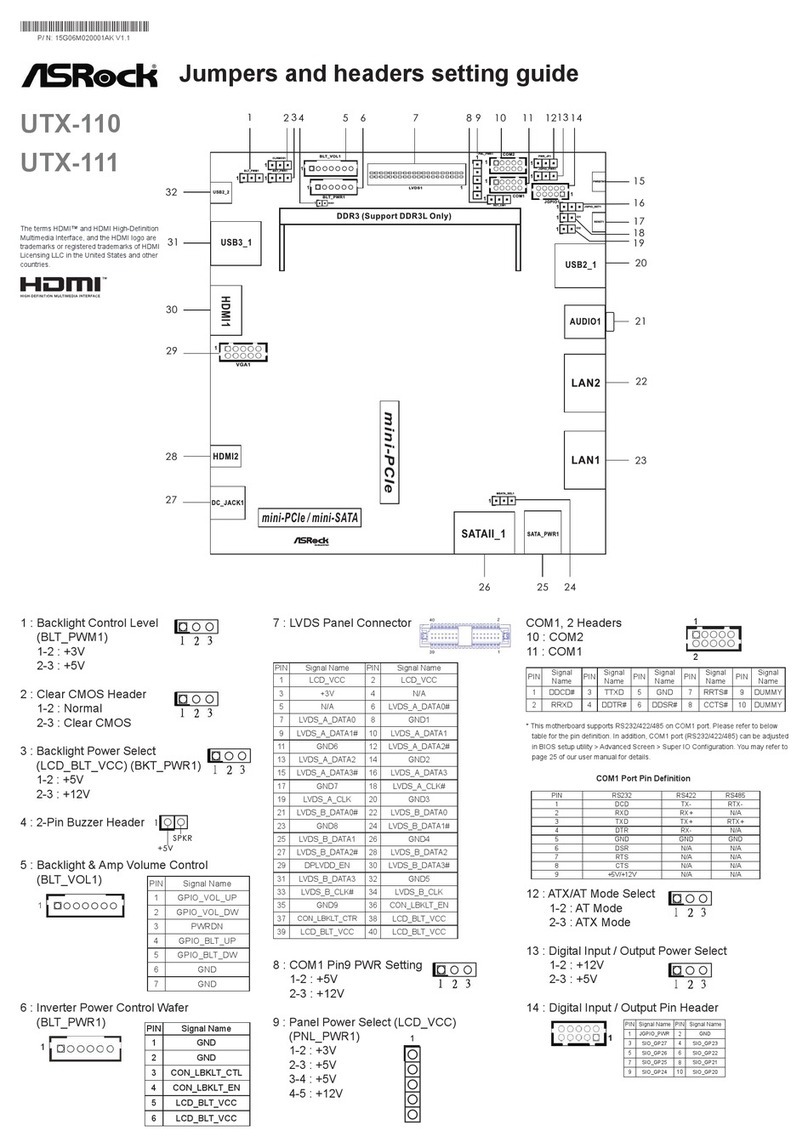 ASROCK UTX-110 Settings guide