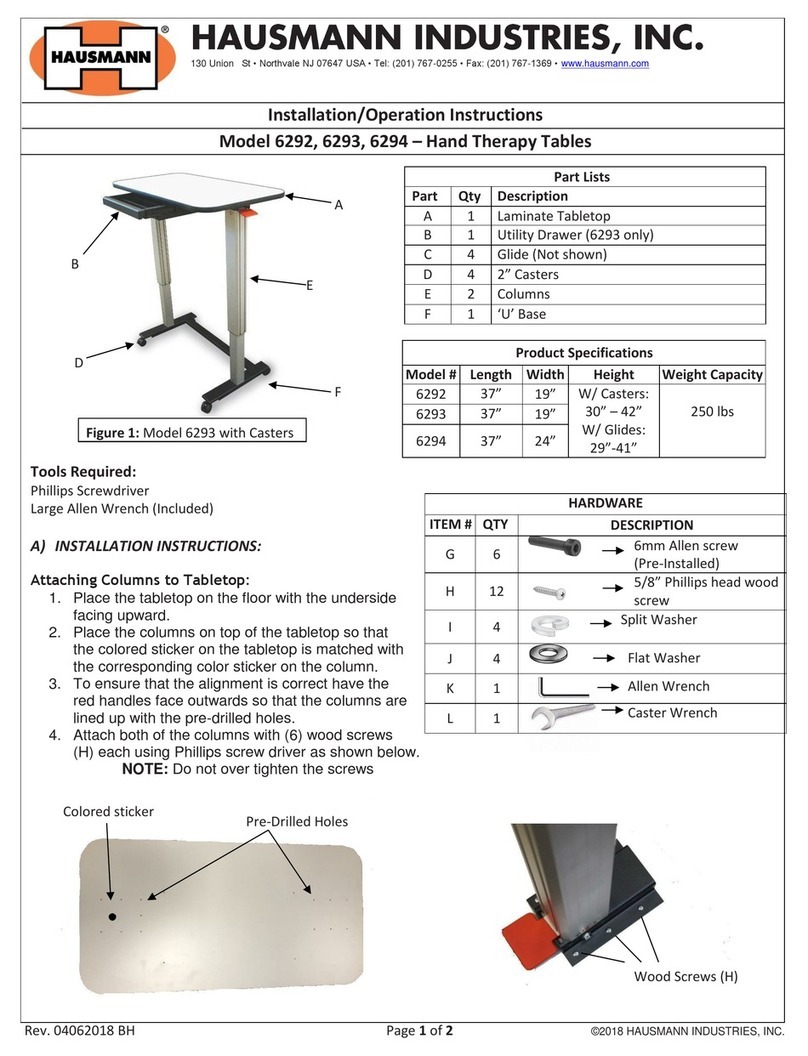 Hausmann 6292 Installation & operation instructions