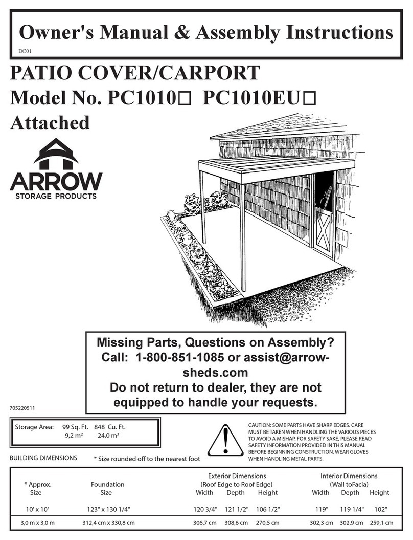 Arrow Storage Products PC1010 Owner's manual & assembly instructions