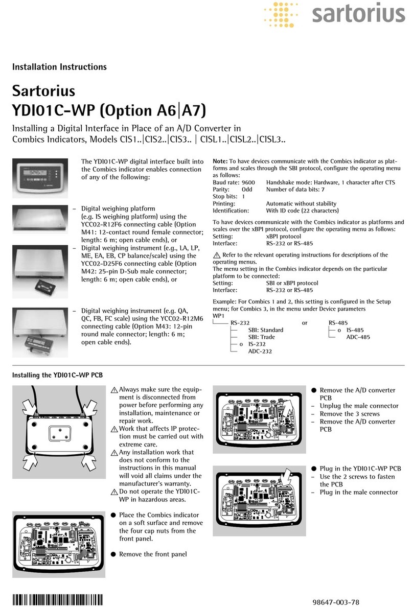 Sartorius YDI01C-WP installation instructions
