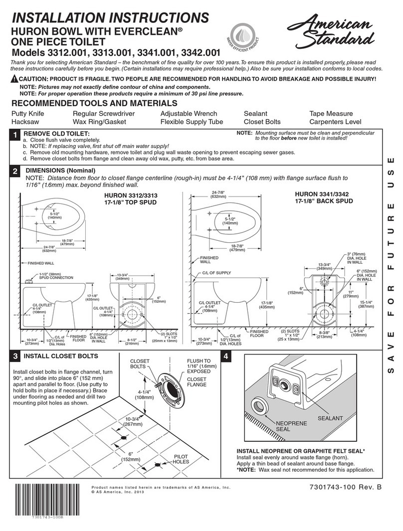 American Standard HURON 3312 User manual