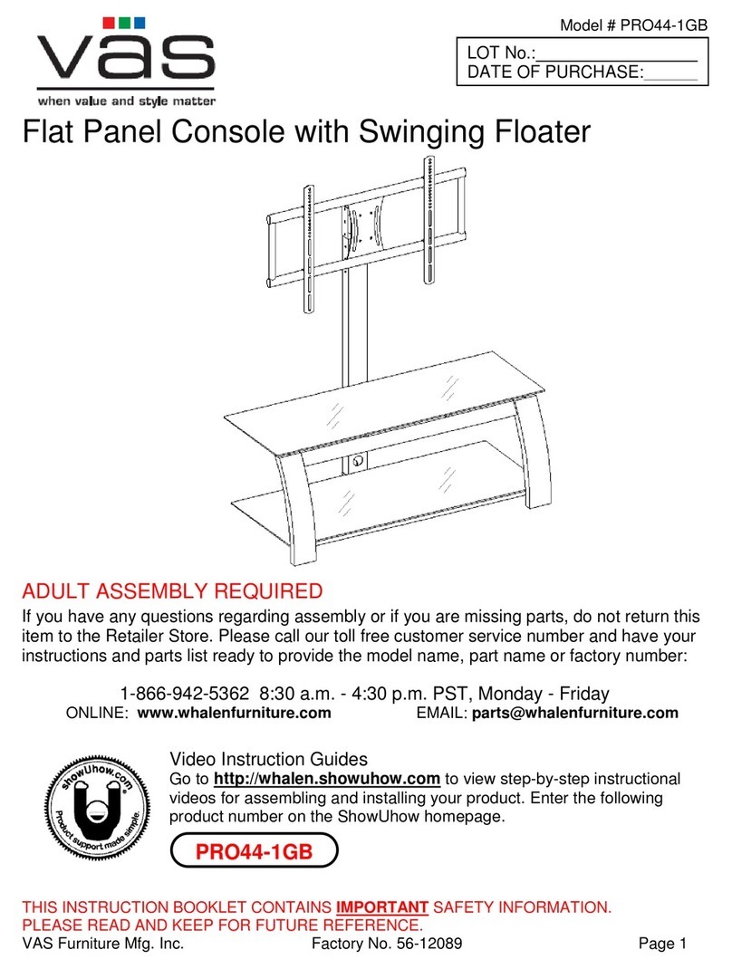 VAS Furniture Mfg. Inc. PRO44-1GB Instruction booklet