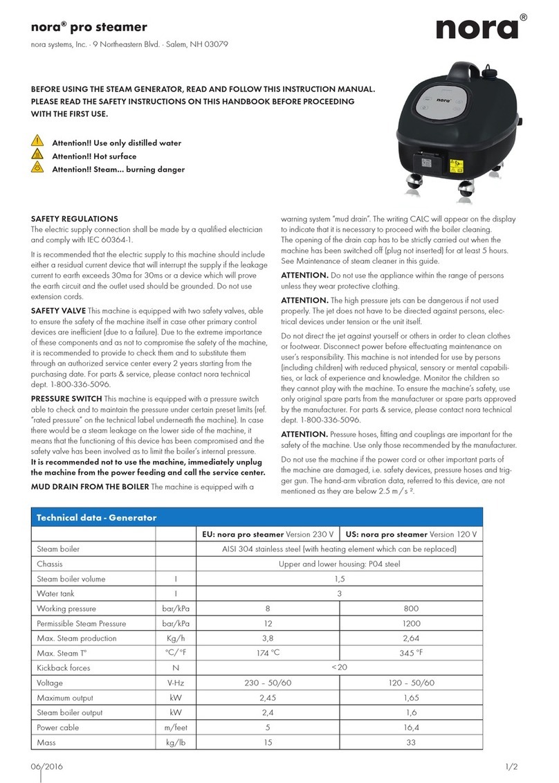 Nora pro steamer instruction manual