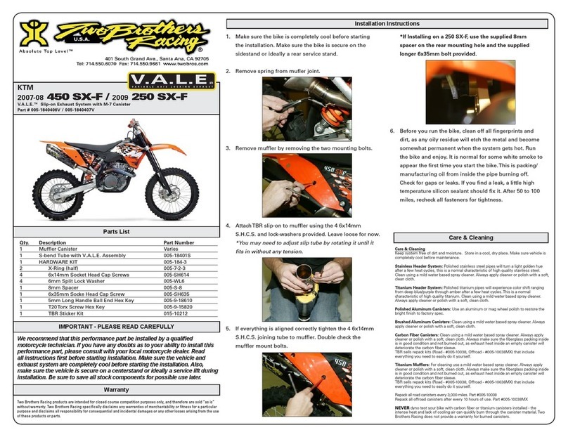 Two Brothers Racing 005-1840406V installation instructions